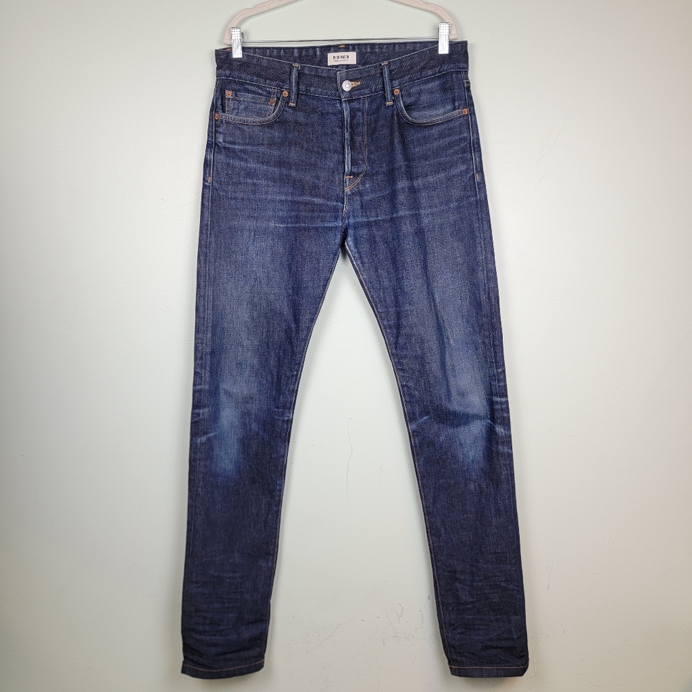 Buck Mason Dark Wash Slim Fit Denim Jeans Selvedge Button Fly Men's 32x34